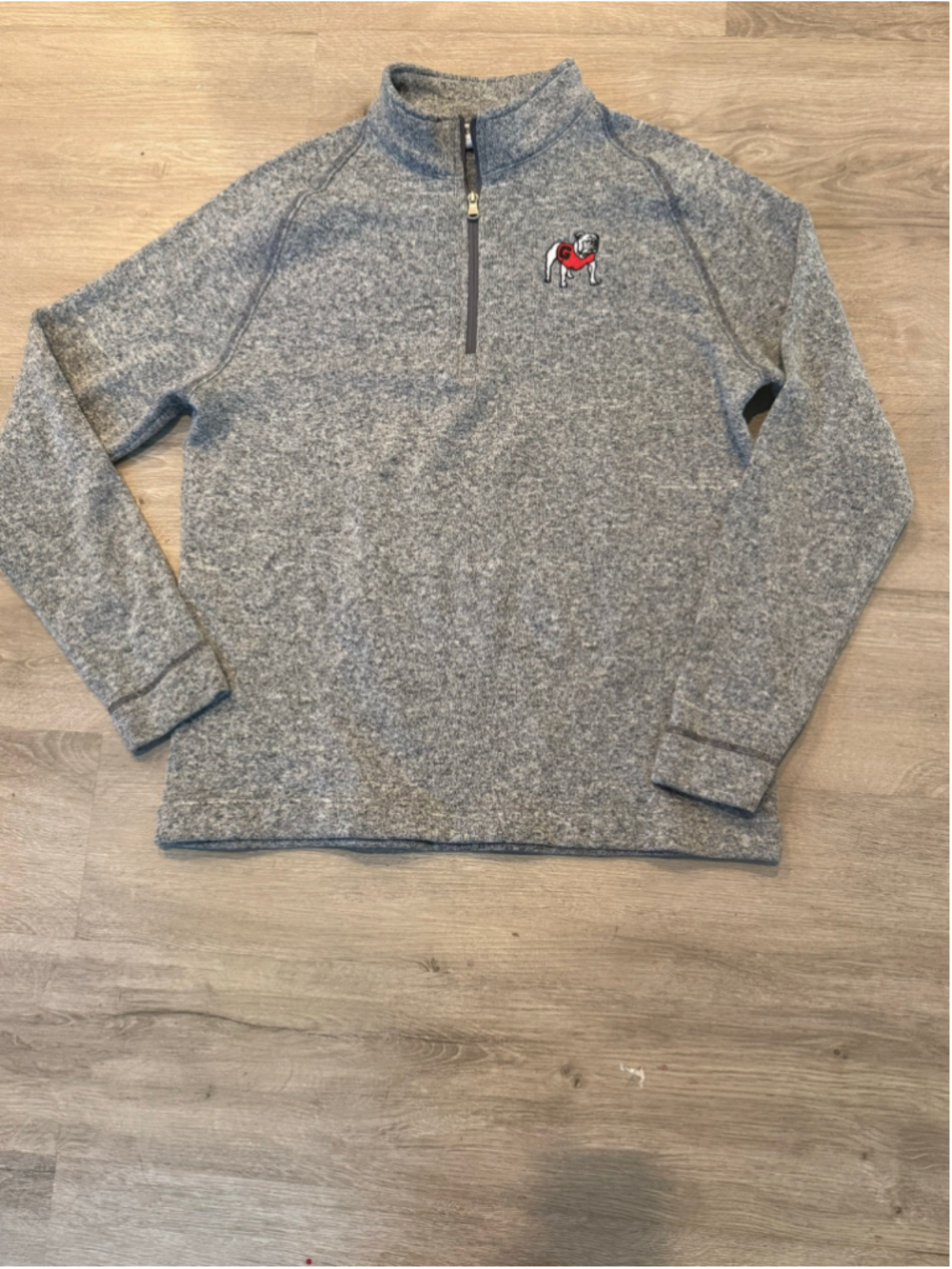 Men's Champion Georgia Bulldogs Quarter Zip Sweatshirt Grey Size L